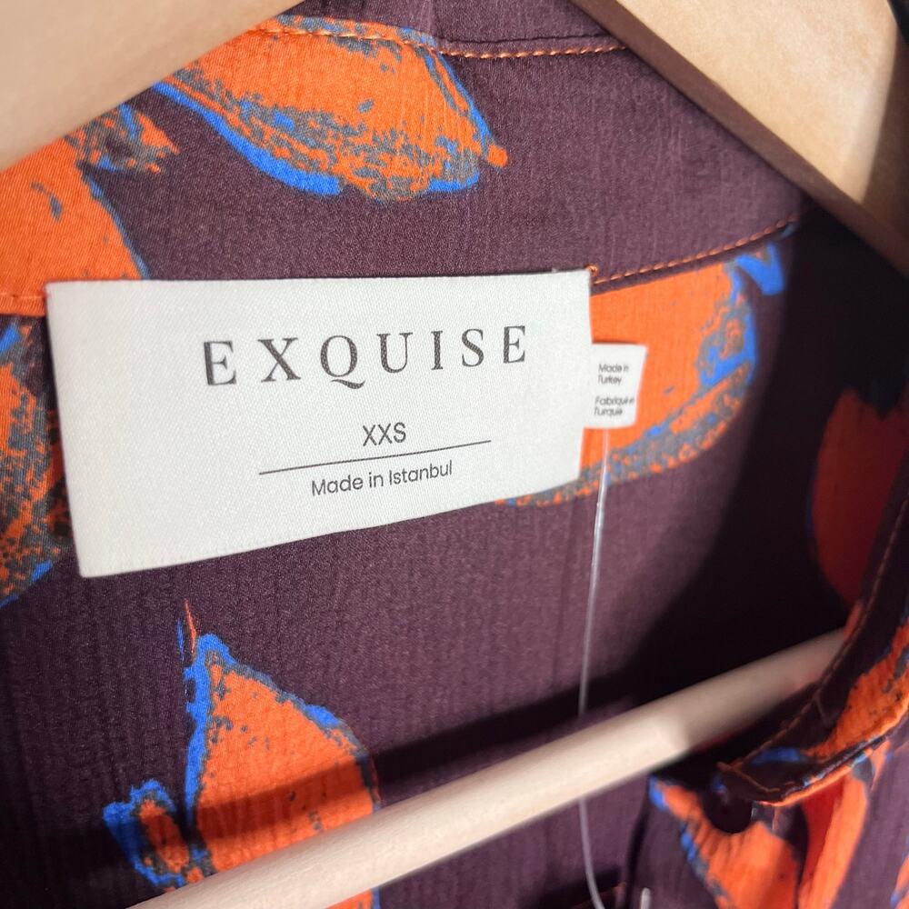 Anthropologie Exquise Jasmineelle Satin Shirt Dress XXS Purple Orange NWT $268 - Picture 8 of 15